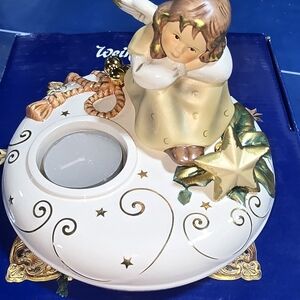 Angel Candle Holder with Gold Accents
